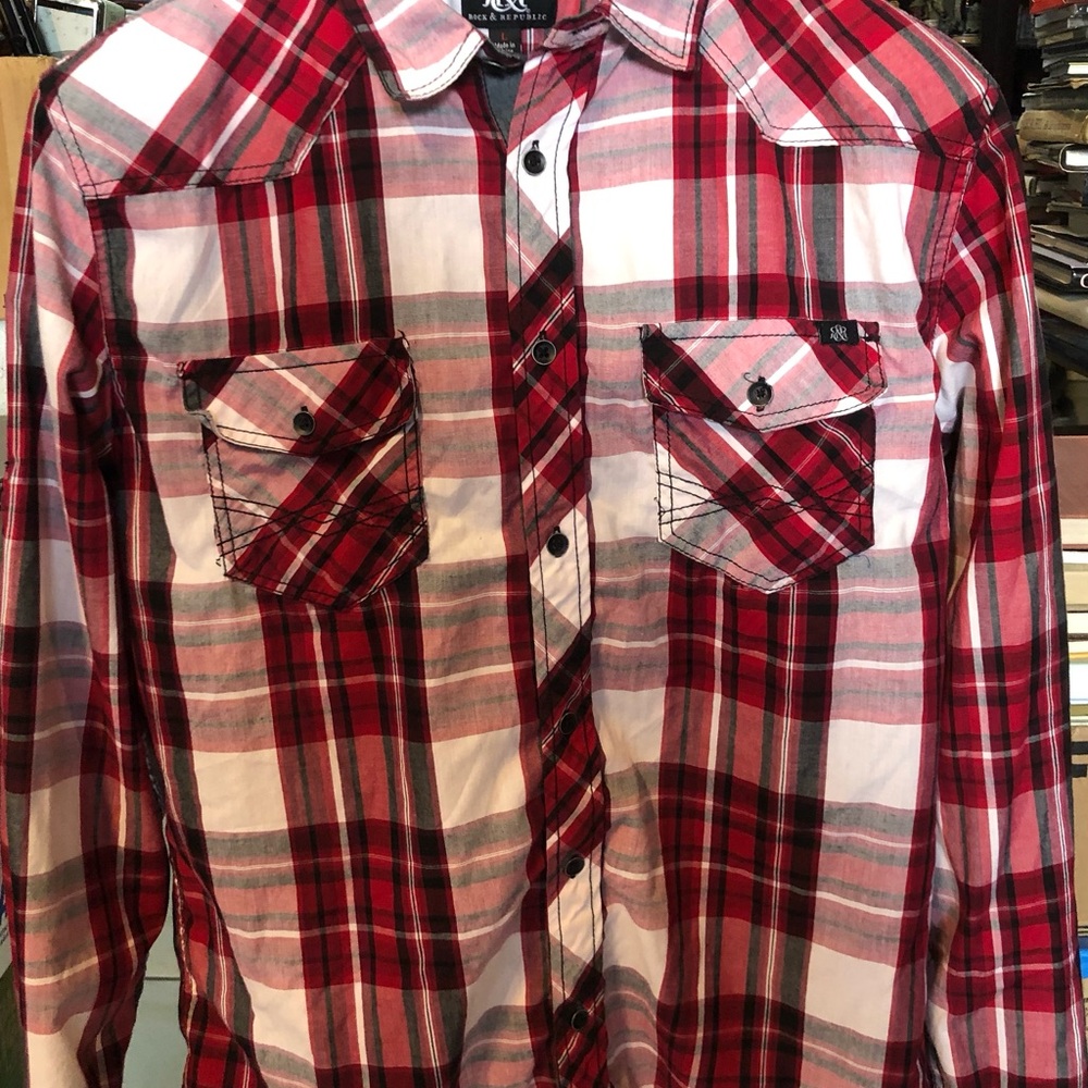 Rock & Republic Red and Black Plaid Men's Shirt
